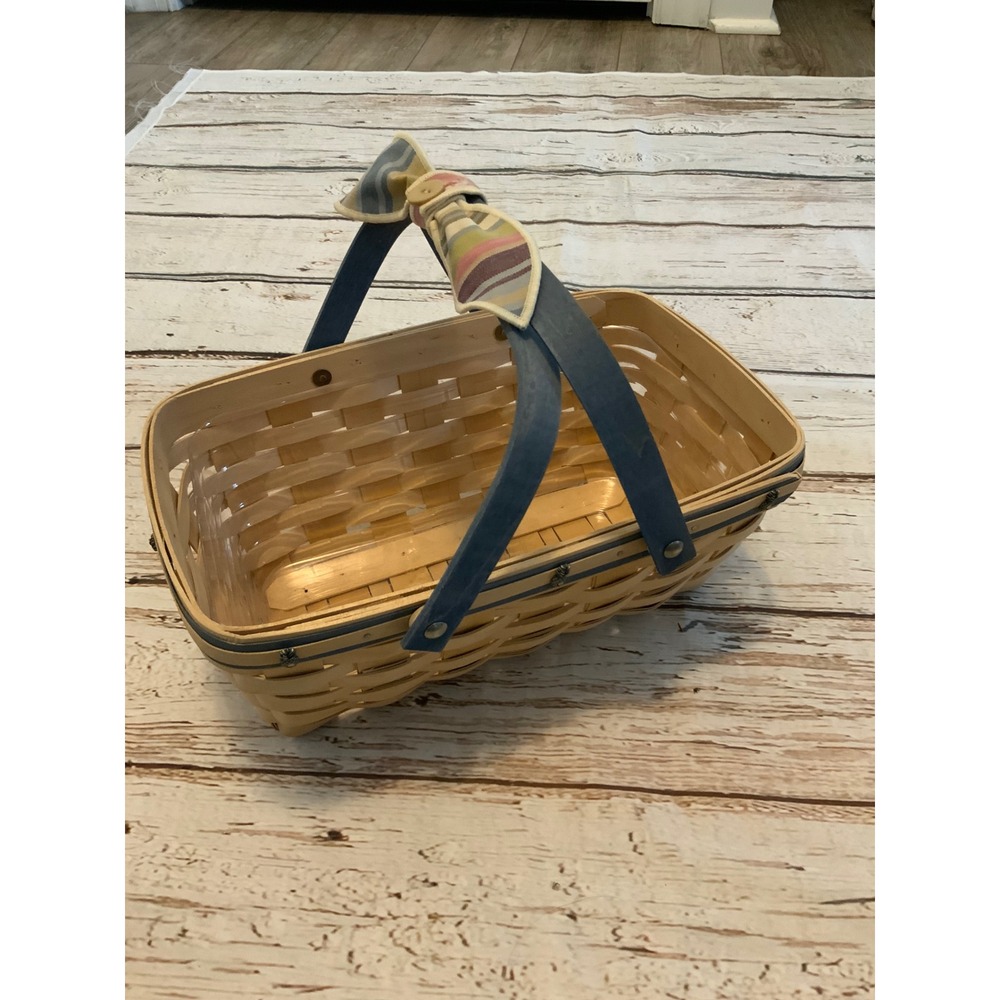 Longaberger 2007 Williamsburg Basket Fest Handwoven Blue Handle Signed Basket